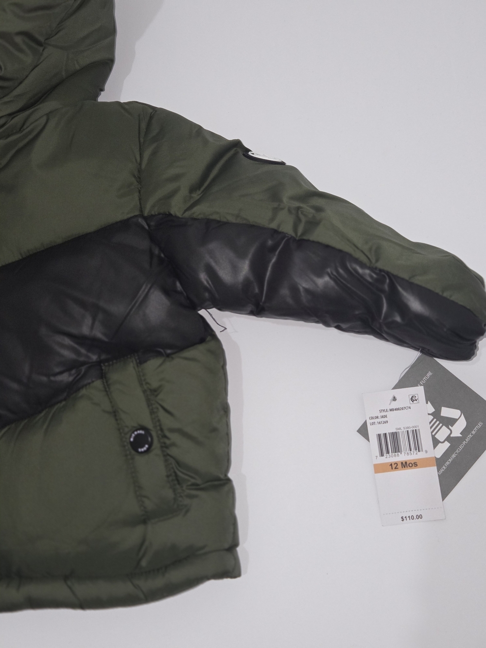 Michael Kors Olive Green and Black Infant Puffer Jacket